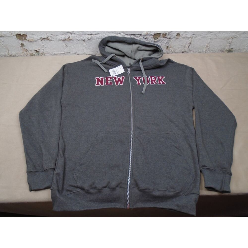 Mens New York Full Zip Hoodie Sweatshirt Stitched Embroidered Size Large NWT!